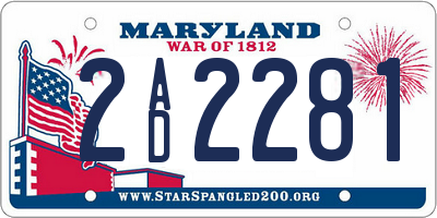 MD license plate 2AD2281