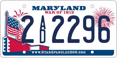 MD license plate 2AD2296