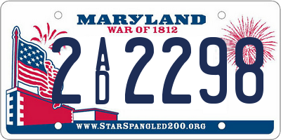 MD license plate 2AD2298