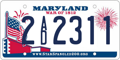 MD license plate 2AD2311