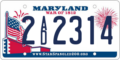 MD license plate 2AD2314