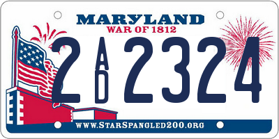 MD license plate 2AD2324