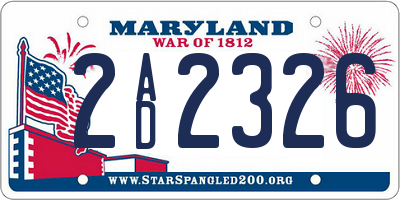 MD license plate 2AD2326