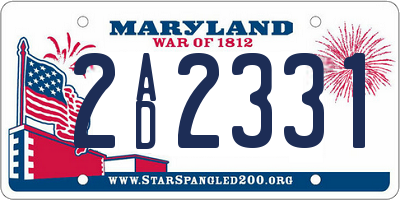 MD license plate 2AD2331