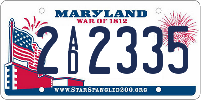 MD license plate 2AD2335