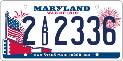 MD license plate 2AD2336