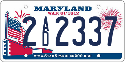 MD license plate 2AD2337