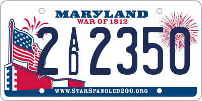 MD license plate 2AD2350