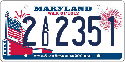 MD license plate 2AD2351