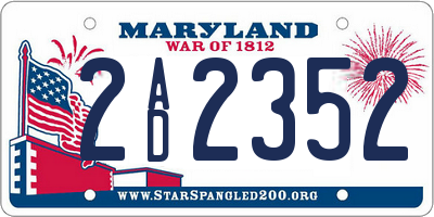 MD license plate 2AD2352
