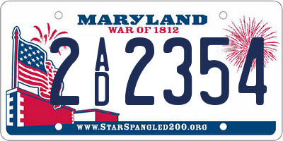 MD license plate 2AD2354