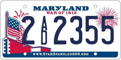 MD license plate 2AD2355