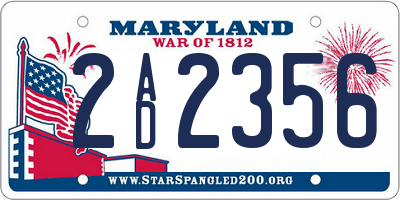 MD license plate 2AD2356