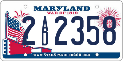 MD license plate 2AD2358