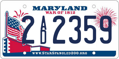 MD license plate 2AD2359