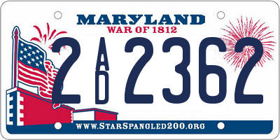 MD license plate 2AD2362