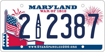 MD license plate 2AD2387
