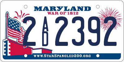 MD license plate 2AD2392