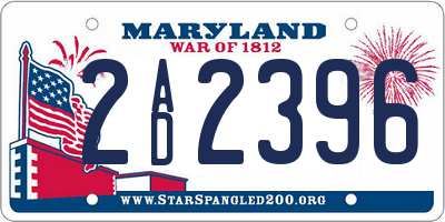 MD license plate 2AD2396