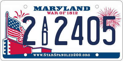 MD license plate 2AD2405