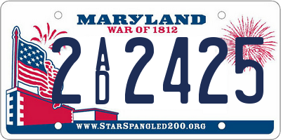 MD license plate 2AD2425