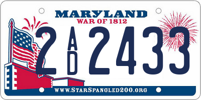 MD license plate 2AD2433