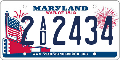 MD license plate 2AD2434