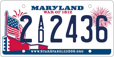 MD license plate 2AD2436
