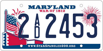 MD license plate 2AD2453