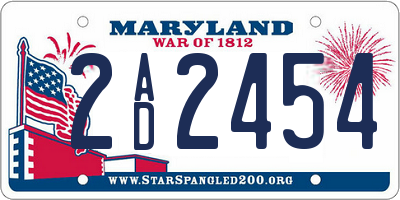 MD license plate 2AD2454