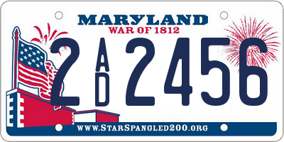 MD license plate 2AD2456