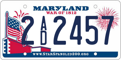 MD license plate 2AD2457