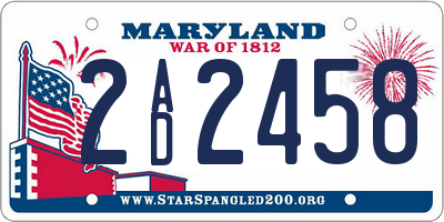 MD license plate 2AD2458