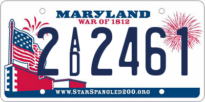 MD license plate 2AD2461