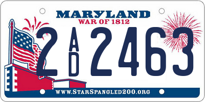 MD license plate 2AD2463