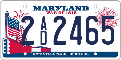 MD license plate 2AD2465