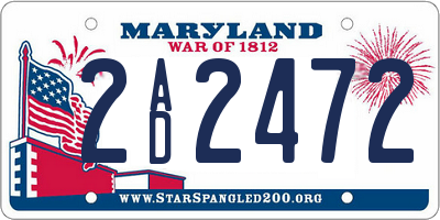 MD license plate 2AD2472