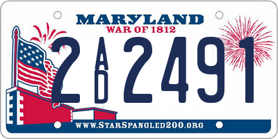 MD license plate 2AD2491