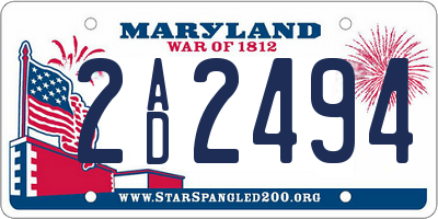 MD license plate 2AD2494
