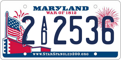 MD license plate 2AD2536