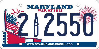 MD license plate 2AD2550