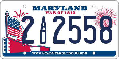 MD license plate 2AD2558