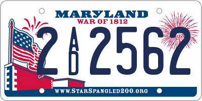 MD license plate 2AD2562