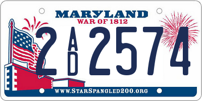 MD license plate 2AD2574