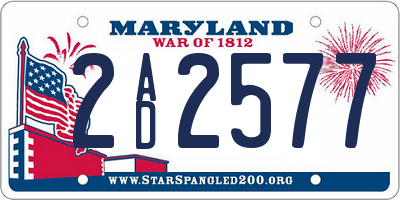 MD license plate 2AD2577