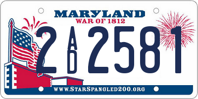 MD license plate 2AD2581
