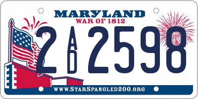 MD license plate 2AD2598