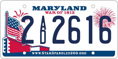 MD license plate 2AD2616