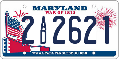 MD license plate 2AD2621