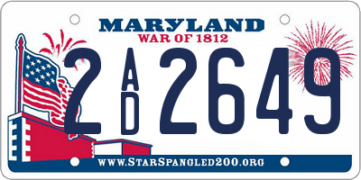 MD license plate 2AD2649